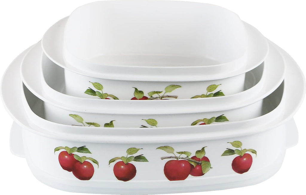 Reston Lloyd Nesting Microwave Containers, Set of 3, Adjustable Steam Vents, Airtight, Meal Prep, BPA-Free Plastic- Freezer & Dishwasher Safe, Cookware & Food Storage, Harvest Apple (Pack of 6)