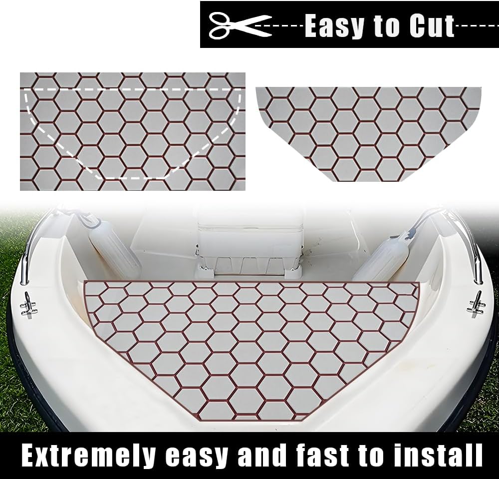 43.31' /37.7' New Hexagon EVA Self-Adhesive Boat Flooring and Decorative Fish for Yacht Pool Boat Flooring Sheet Thick Non-Skid mat