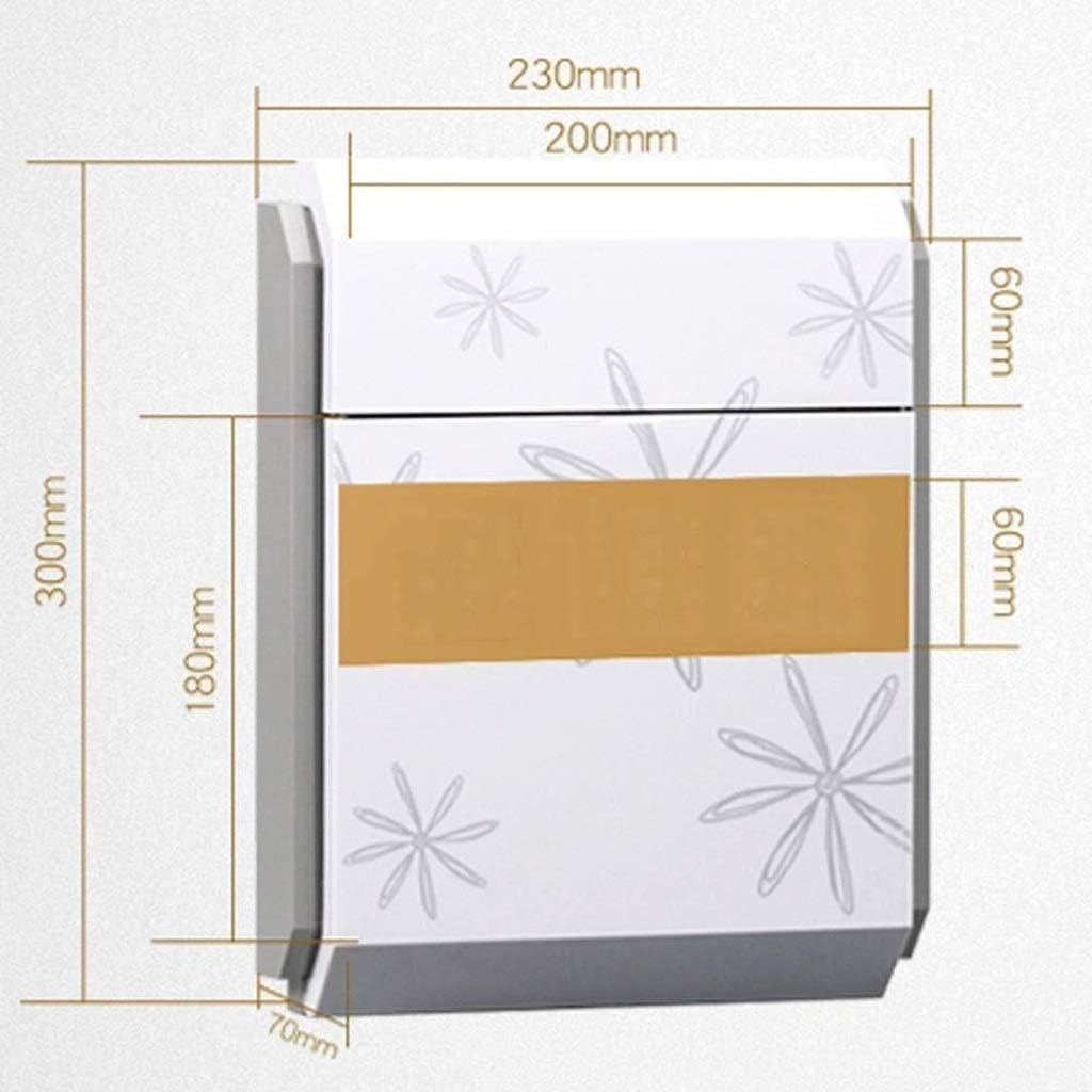 Mailbox, Wall-Mounted Mailbox, Post Box, Lockable Waterproof Mailbox, Plastic, White