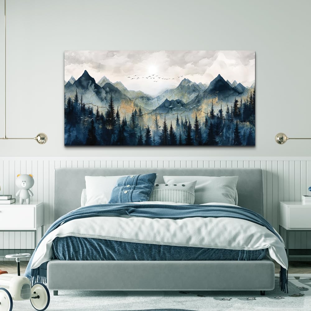 ERQINHUA Canvas Wall Decor For Bedroom Large Wall Art For Living Room Modern Office Decorations Abstract Watercolour Painting Mountain Landscape Wall Pictures Printed Artworks Home Decor 30'X60'