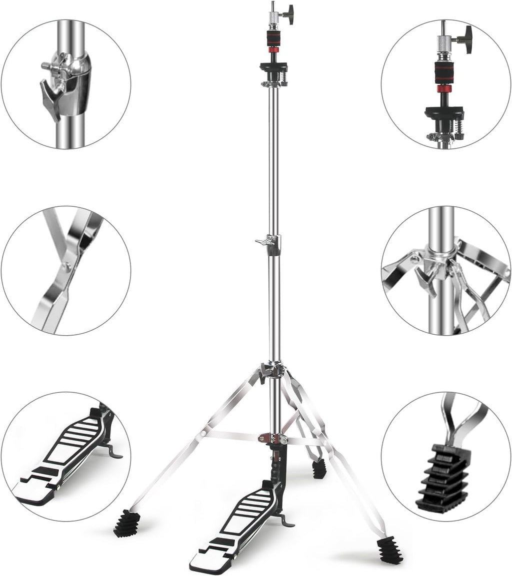 Straight Cymbal Stand + Boom Cymbal Stand + Hi Hat Stand + Snare Drum Stand + Drum Sticks Holder,Adjustable Drum Hardware Percussion Mount Holder Gear Set for Crash, Ride, Splash Cymbal (5 Pack Set)