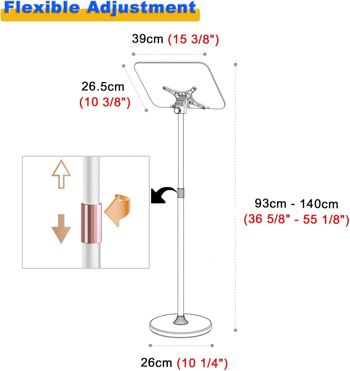 Professional Sheet Music Stand for Home, Adjustable Height Music Book Holder for Guitar, Ukulele, Violin Players, Orchestra Conductor Podium (Color : White)