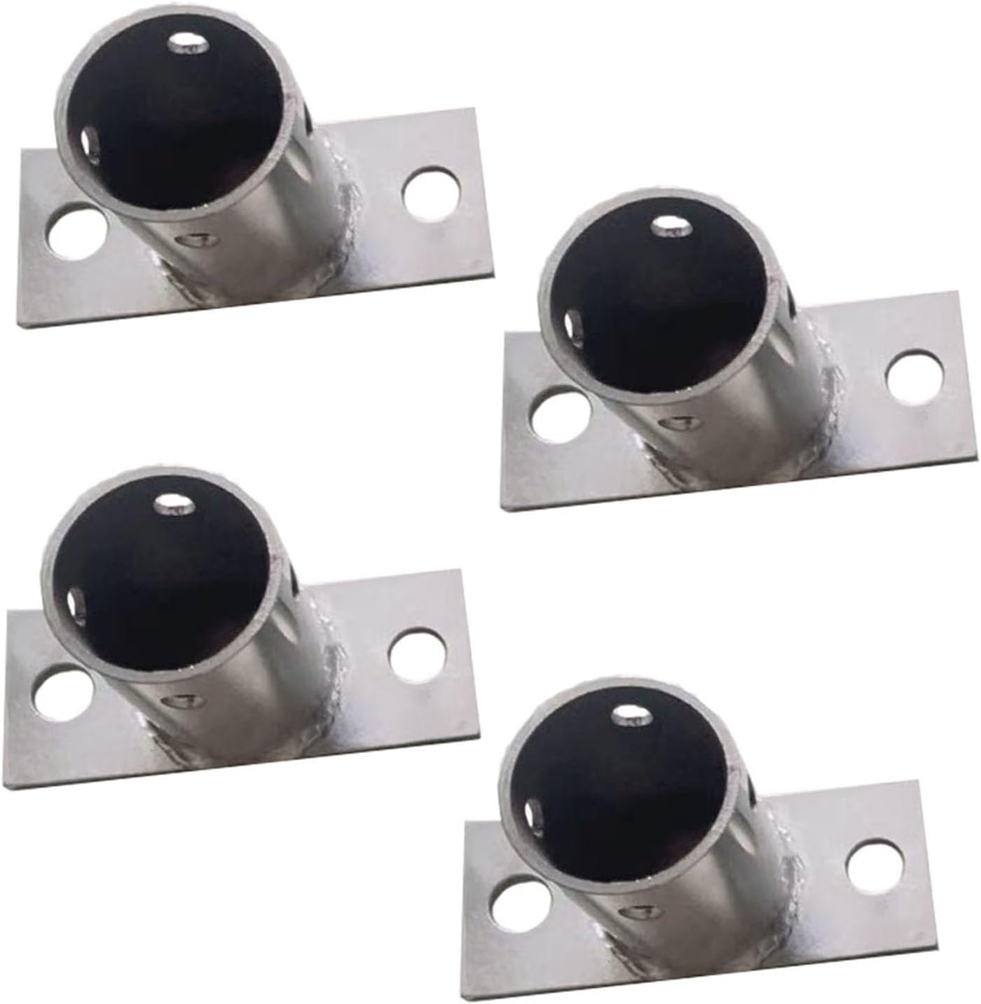LZMZMQ 2 Inch Round Post Base Brackets, Post Stainless Steel Flange Anchor Base with Screws, Post Sleeve Bracket for Holding and Protecting Fence Mailbox Handrail Round Posts(4pcs H 80mm/3.1in)