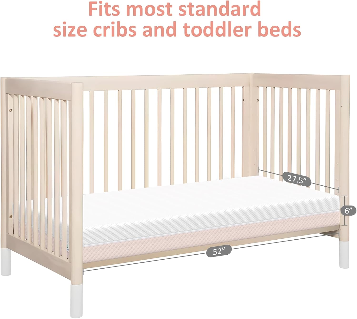 Dourxi Crib Mattress, Dual Sided Comfort Memory Foam Toddler Bed Mattress, Triple-Layer Breathable Premium Baby Mattress for Infant and Toddler w/Removable Outer Cover - White&Pink