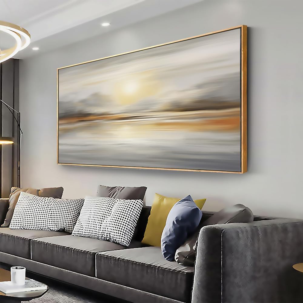 Framed Wall Art Abstract Seascape Canvas Printing Wall Decor Artwork for Living Room Bedroom Dining Room Home Office Decor 24'x48'