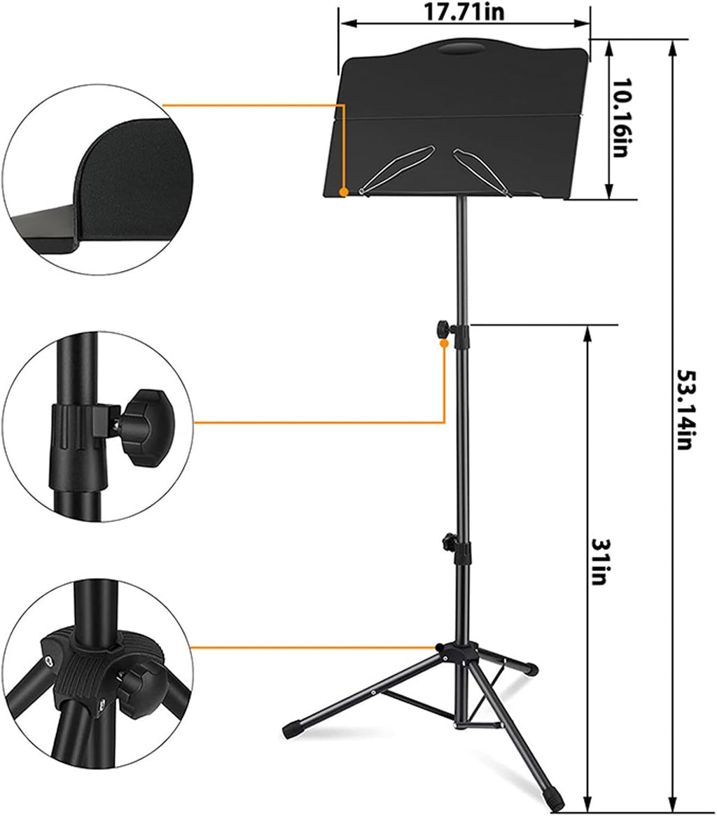 Sheet Music Stand, Tabletop Music Book Stand with Portable Carrying Bag, Portable, with Music Sheet Clip Holder, Heavy Duty, Music Stand for Keyboard, for Violin, Guitar, Ukulele, Drums
