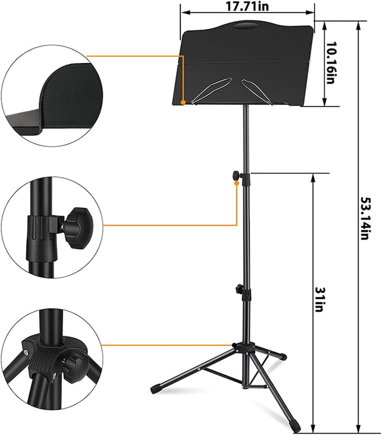 Sheet Music Stand, Tabletop Music Book Stand with Portable Carrying Bag, Portable, with Music Sheet Clip Holder, Heavy Duty, Music Stand for Keyboard, for Violin, Guitar, Ukulele, Drums