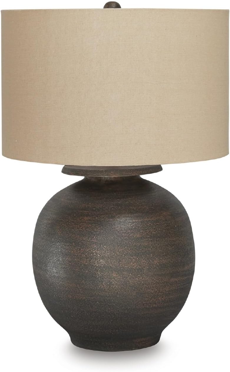 Signature Design by Ashley Carlenbury Retro Metal Table Lamp with 3-Way Switch, Dark Brown