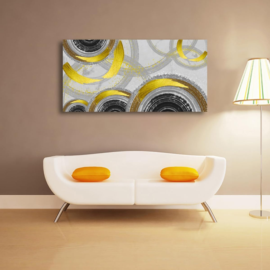 Yellow Abstract Smart Line Pictures Canvas Wall Art for Living room Bedroom Wall Decor,Smart Line Wall Art Print Paitnings for home Decor,Morden Artwork Full of Imagination Line Drawing Canvas Art Waterproof Stretched Ready to Hang-28x57inches