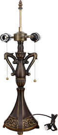 Table Lamp Base Replacement Only, Wide 6.6 Height 24 Inch, Fit for 12, 14, 16, 18 Inch Tiffany Style Stained Glass Lampshade, Dark Bronze Finish, Resin, Pull Chain Switch(O (W6.6H24 Inch))