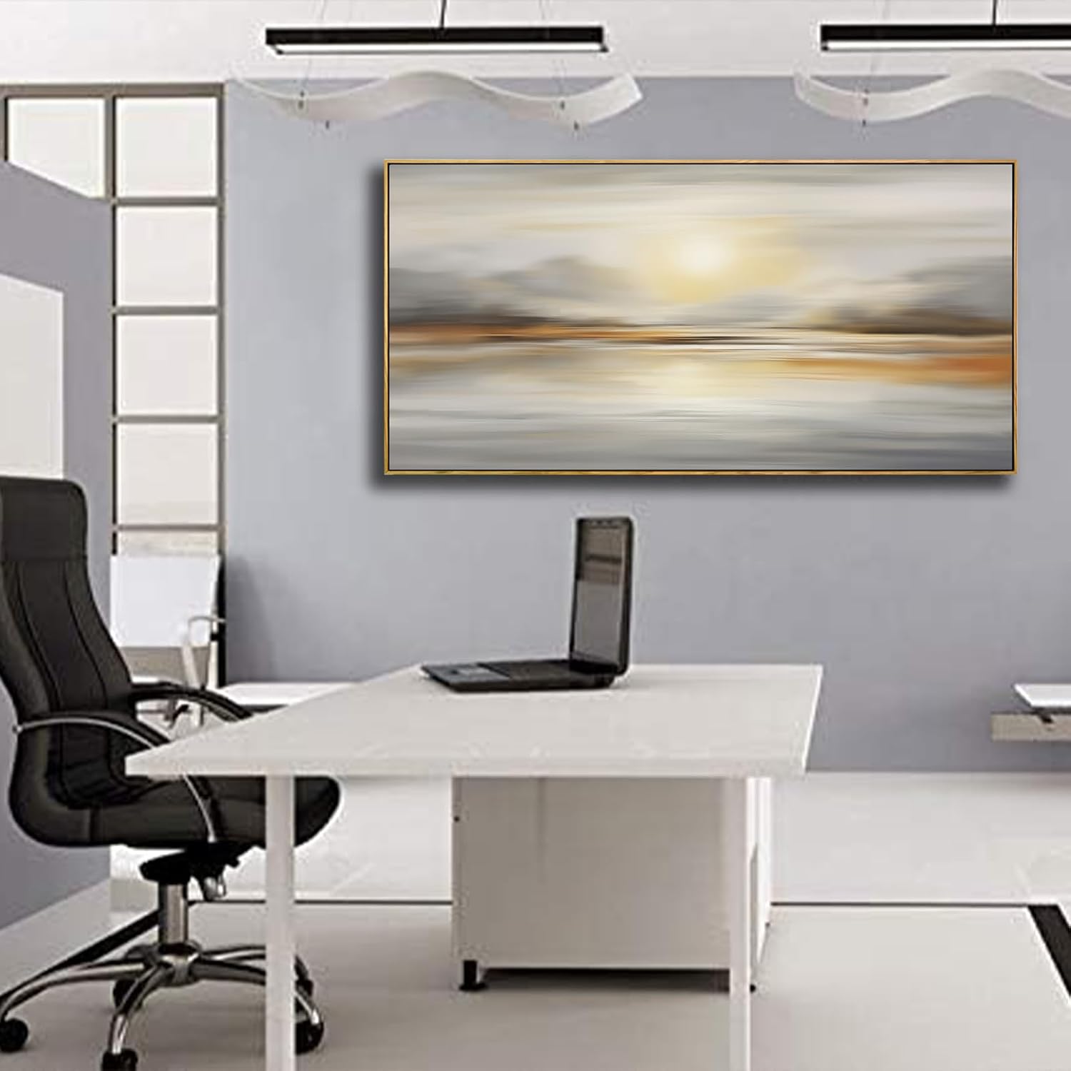 Framed Wall Art Abstract Seascape Canvas Printing Wall Decor Artwork for Living Room Bedroom Dining Room Home Office Decor 24'x48'