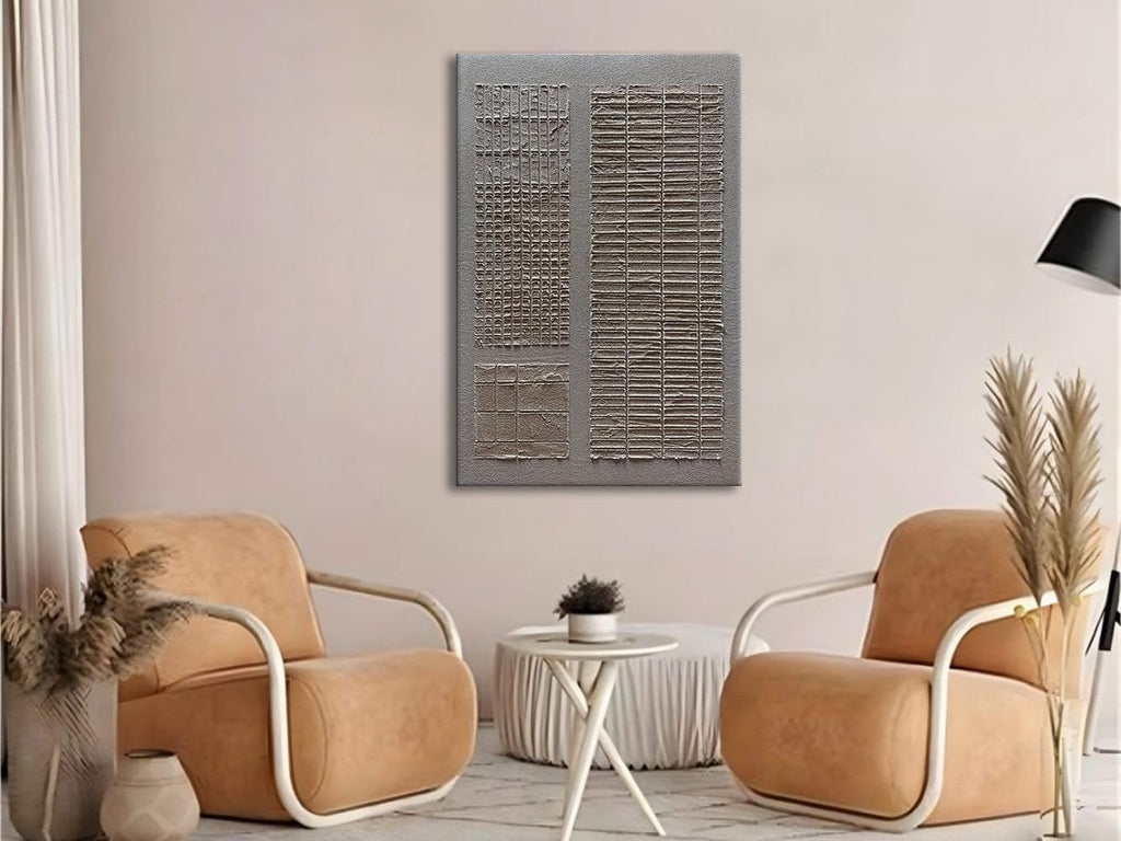 Slyart Hand-Painted Beige and White Texture Abstract Wall Art Oil Painting 45x30 inch Contemporary Minimalist Art Home Wall Decoration for Living Room Bedroom Kitchen Office