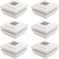 4.5' Sq. Cape May Solar LED Lighted Vinyl Post Caps Pack of 6 - White (Made in The USA)
