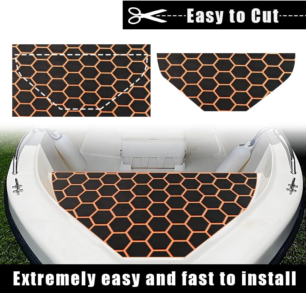 43.31' /37.7' New Hexagon EVA Self-Adhesive Boat Flooring and Decorative Fish for Yacht Pool Boat Flooring Sheet Thick Non-Skid mat