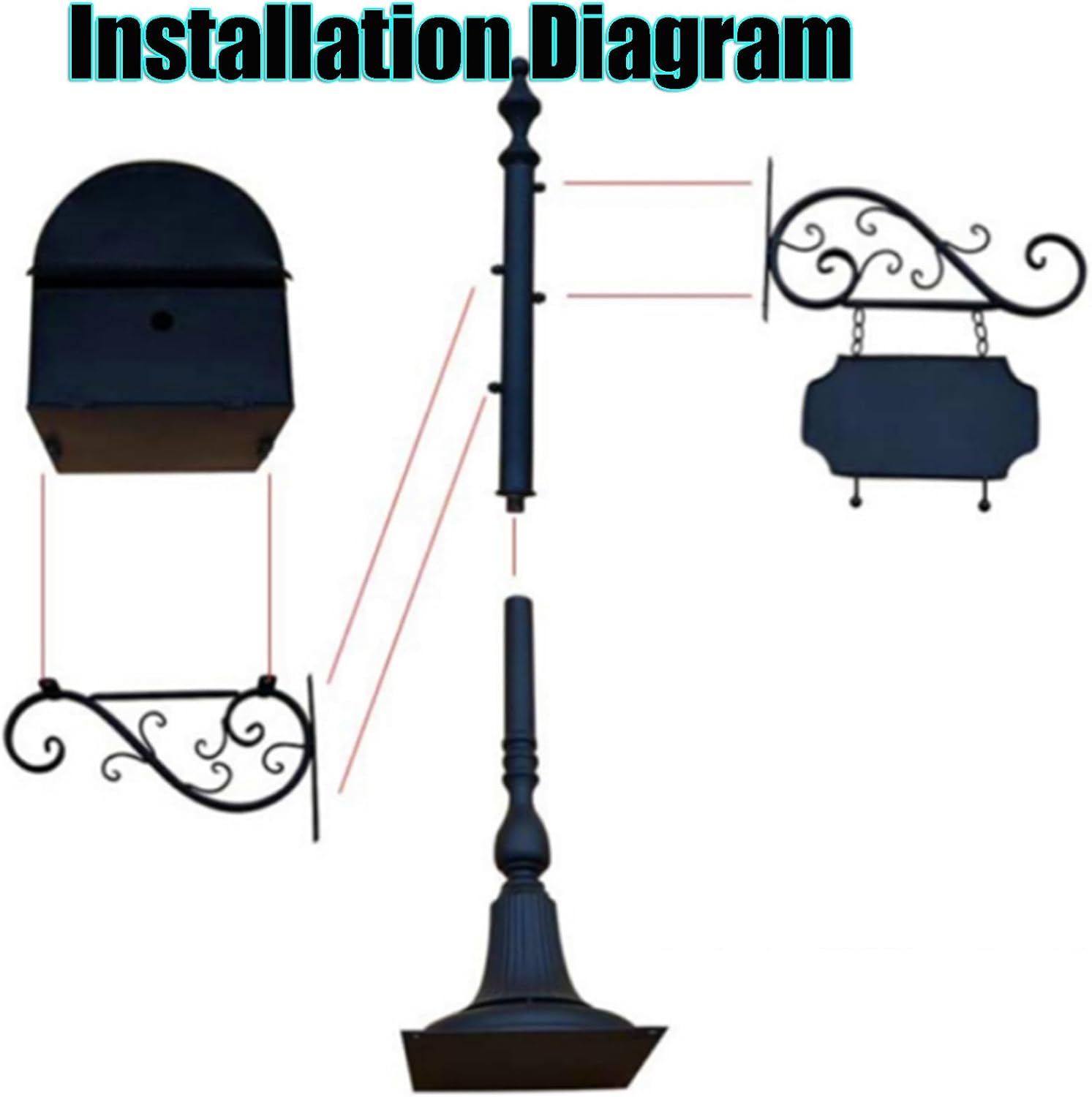 Locking Metal Mailbox Home Standing Mailboxes with Hangtag Design Outdoor Rainproof Parcel Boxes Send Opening with Rain Shield Multi-Color
