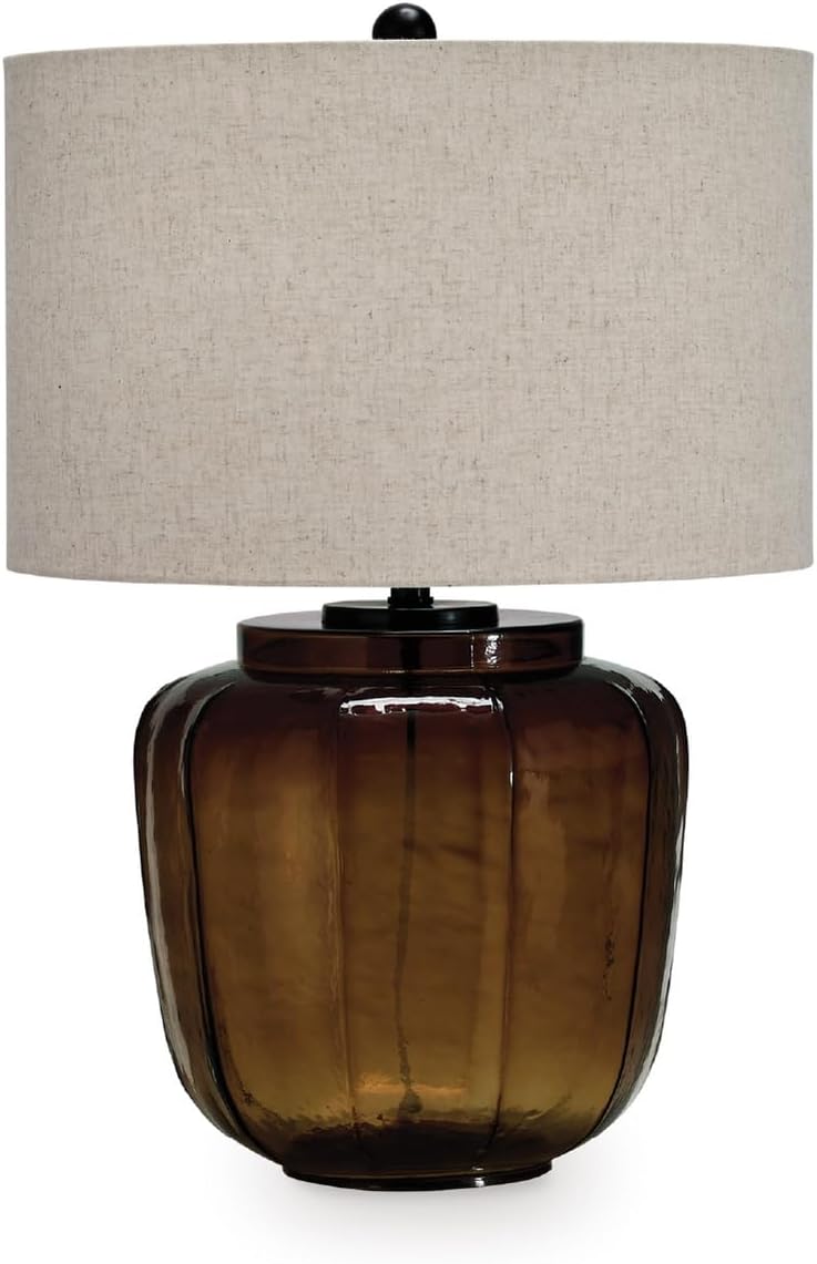 Signature Design by Ashley Bainmore Transitional Table Lamp with 3-Way Switch and Drum Shade, Dark Brown