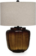 Signature Design by Ashley Bainmore Transitional Table Lamp with 3-Way Switch and Drum Shade, Dark Brown