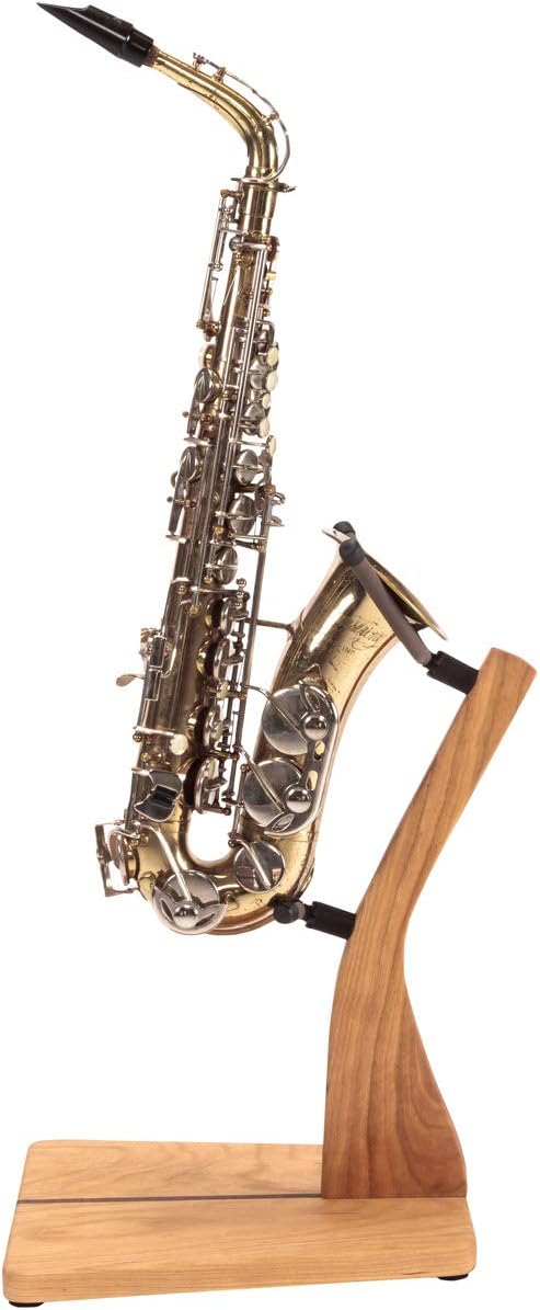 Zither Wooden Saxophone Stand - Handcrafted Solid Cherry Wood Floor Stands, Made in USA