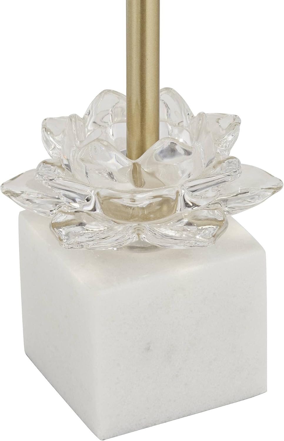 360 Lighting Phoebe Modern Glam Luxury Buffet Table Lamps 28 1/2' Tall Skinny Set of 2 Gold Metal White Tapered Drum Shade Glass Flower Accent Decor for Living Room House Home Dining Entryway