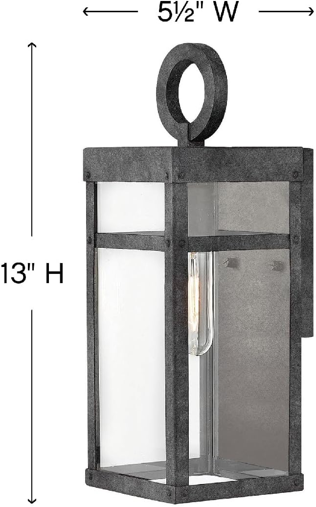 Hinkley Porter One Light 5W Med. LED Outdoor Extra Small Wall Mount Lantern, Aged Zinc