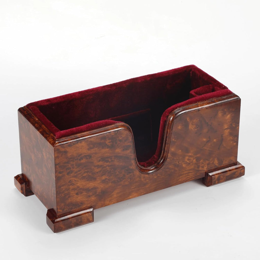 Violin and Bow Holder (Stand), Wooden Violin Holder Floor Display with Velvet Protection, Stable and Classy Aesthetic (Burl Wood + Red Velvet)