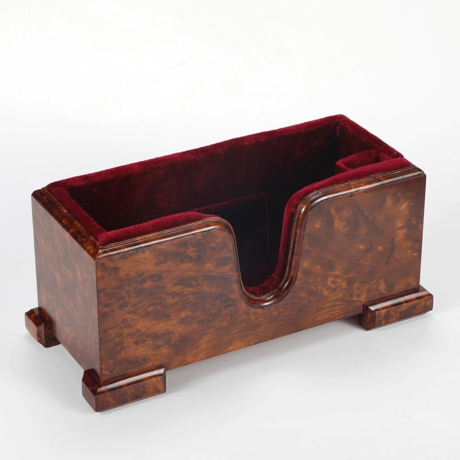 Violin and Bow Holder (Stand), Wooden Violin Holder Floor Display with Velvet Protection, Stable and Classy Aesthetic (Burl Wood + Red Velvet)