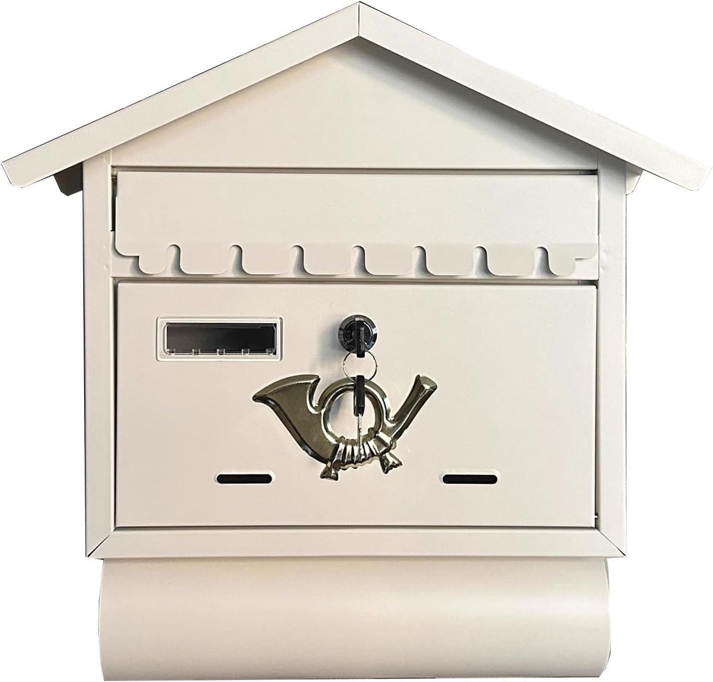 Mailboxes for Outside Locking, Vintage Wall Mount Mailbox, Galvanized Rust-Proof Metal Mailboxes, for Household, Outdoor, Garden(White)