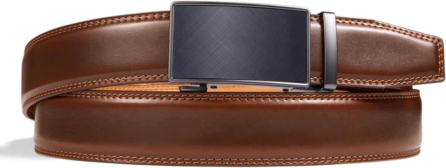 Classic Genuine Leather Men's Ratchet Belt Dress Casual Adjustable Trim-to-Fit Gift