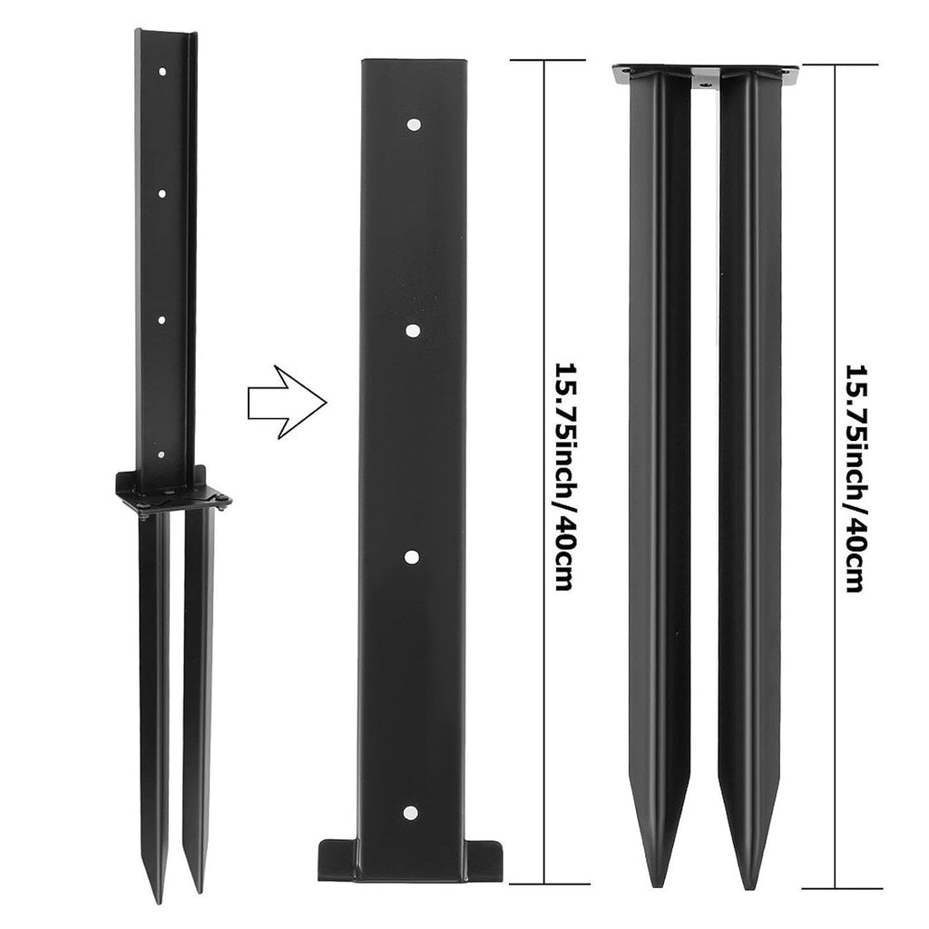 Iron Fence Post Repair Stakes Heavy Duty Ground Support Anchor Kit for Garden Mailboxes Yard Post Fixer- 4 Pieces