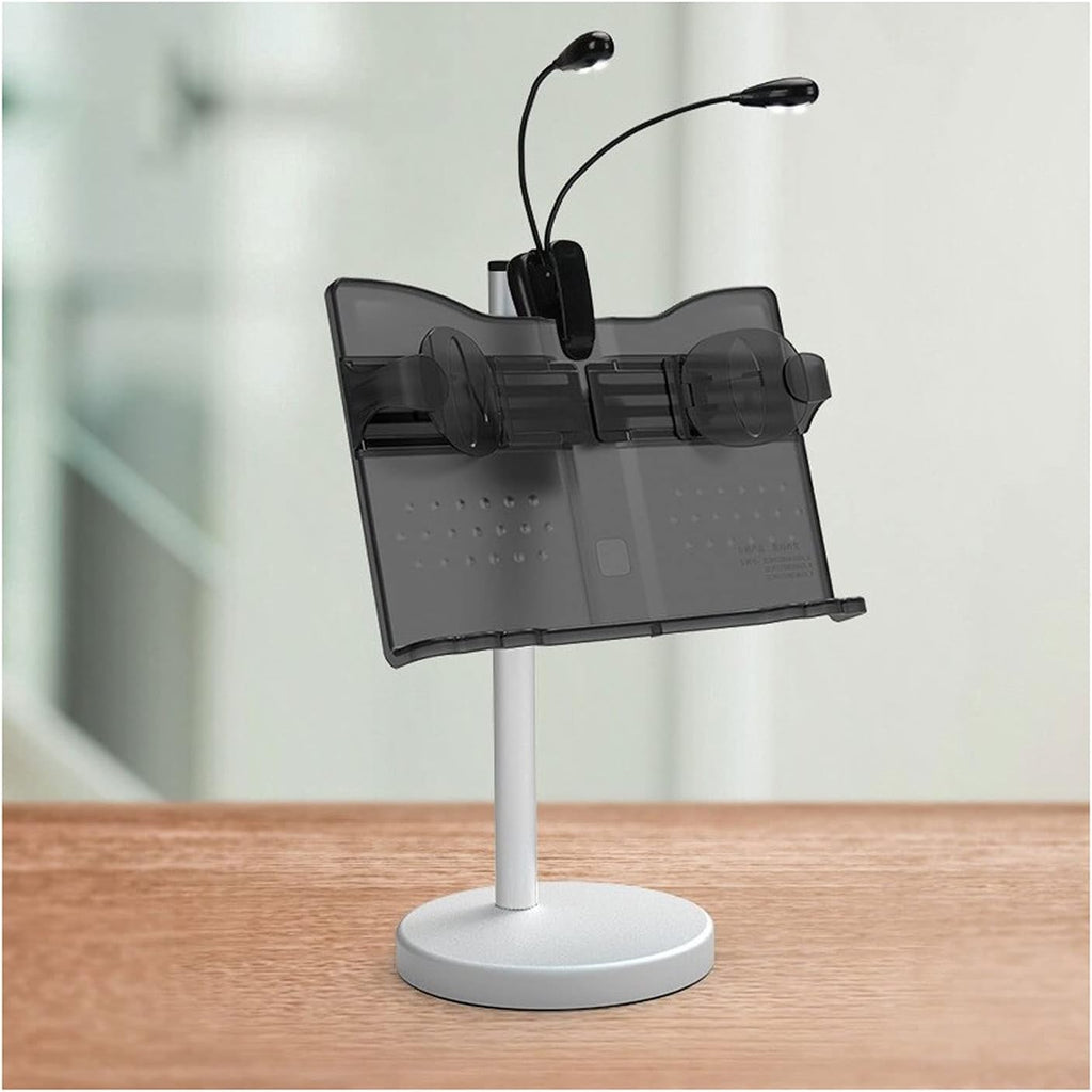 Music Stand Desktop Sheet Music Stand with LED Light Portable Book Stand Lightweight Adjustable Travel Music Holder for Guitar Players Violin Players Book Stand (Color : Black)