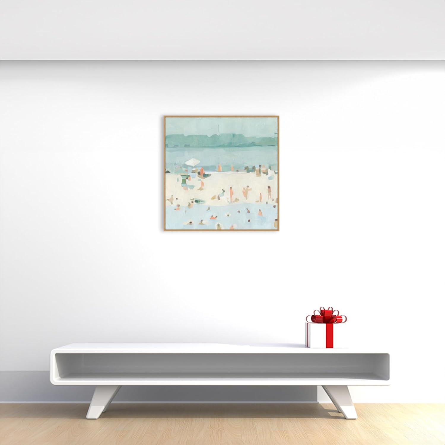 Amanti Art Framed Canvas Wall Art 30x30 Sea Glass Sandbar I by Emma Scarvey, Framed Wall Art Canvas, Abstract Artwork, Modern Decor, Large Poster Painting for Living Room, Bedroom, Bathroom, Kitchen,