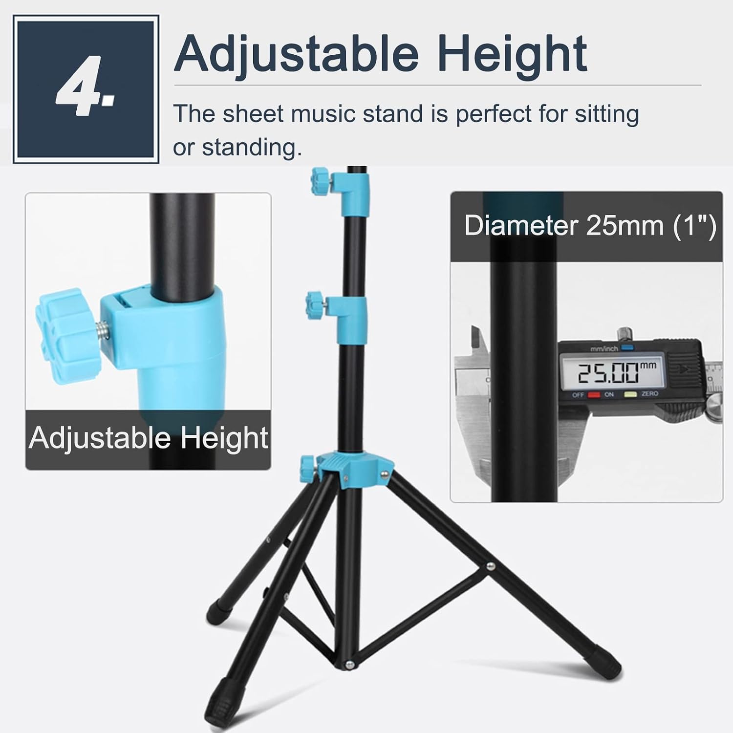 Orchestra Sheet Music Stand with Durable Metal Tripod, Height & Angle Adjustable Violin Guitar Music Book Holder, Dorm Room Bedroom Stage