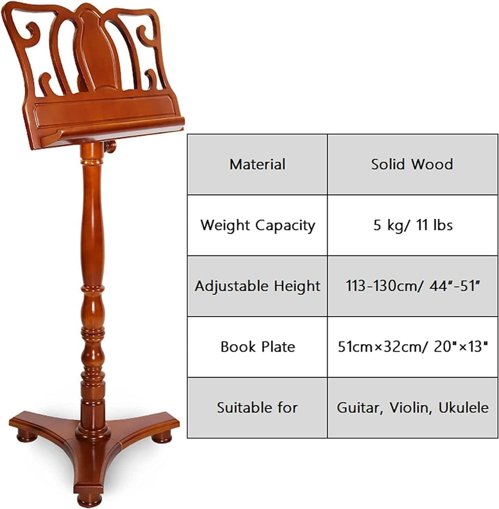 Music Holder Vintage Wooden Sheet Music Stand for Sheet Music Professional Traditional Adjustable Music Stand for Guitar and Violin Players(B)