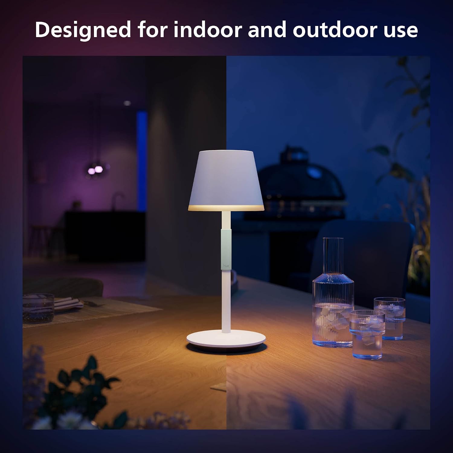 Philips Hue Go Smart Portable Table Lamp, White - White and Color Ambiance LED Color-Changing Light - 1 Pack - Indoor and Outdoor Use - Control with Hue App or Voice Assistant