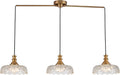 HDDFL Vintage Pendant Lighting Fixtures Modern Glass Hanging Lamp with Adjustable Cord for Kitchen Island Dining Room Hallway 3 Light Brass and Clear