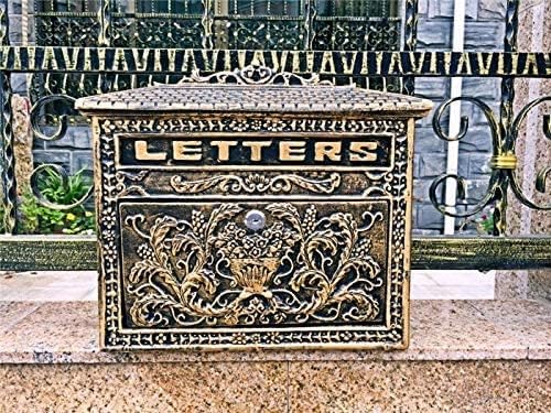 Cast Aluminum Mailbox Lockable Bronze Vintage Flower Postbox Mail Box Wall Mount Letters Box Metal Garden Decoration Home Street