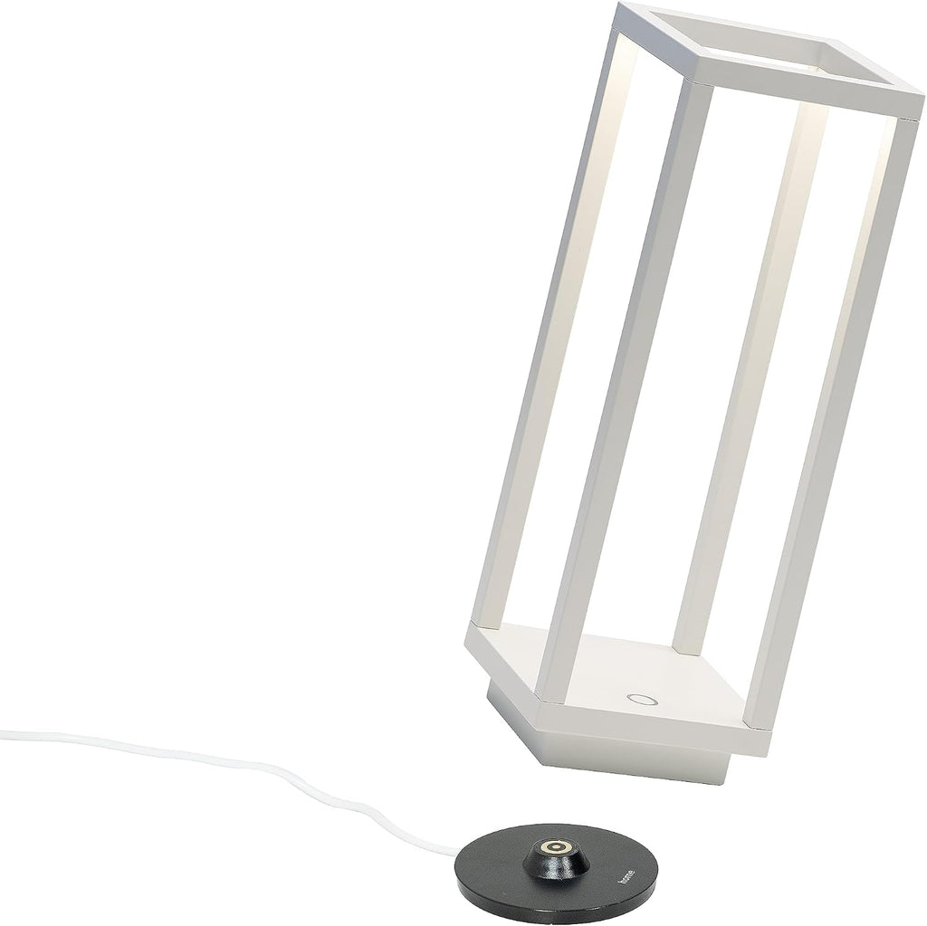 Zafferano, Home Pro Lamp, Rechargeable Cordless Table Lamp with Touch Controls, Suitable for Indoor and Outdoor, Dimmer, 3000 K, Height 11.6 Inches, White Color