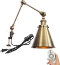 Kiven Dimmable Clamp Lamp, 1-Light Aluminum Nightstand Lamp with Flexible Swing Arm, Remote Control, Industrial Decorative Clip-on Desk Lamp for Bookshelf Office Bedside,Bronze