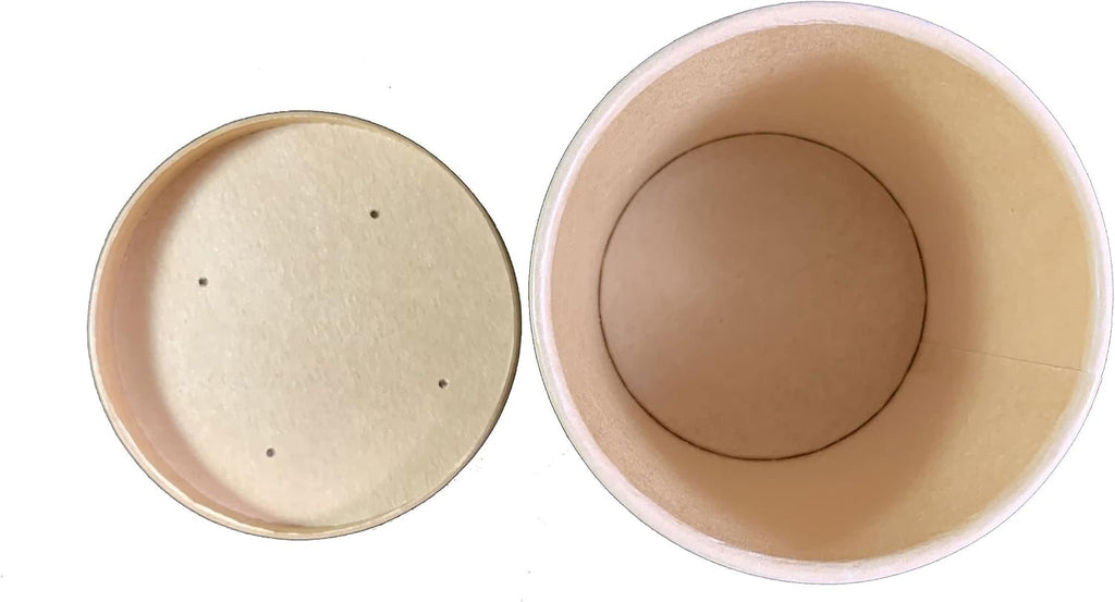 250 Sets Kraft Paper Food Containers With Vented Lids, To Go Hot Soup Bowls, Disposable Ice Cream Cups - Kraft