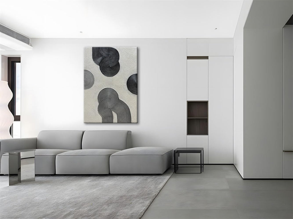 Slyart Grey and Black Abstract Textured Wall Art, Hand-Painted 3D Oil Paintings on Canvas Wall Art 40x28 inch Contemporary Art