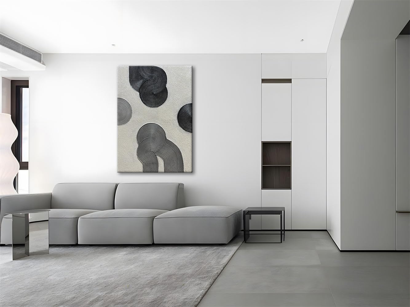 Slyart Grey and Black Abstract Textured Wall Art, Hand-Painted 3D Oil Paintings on Canvas Wall Art 40x28 inch Contemporary Art