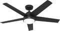Hunter Skyflow 52 inch Indoor/Outdoor Ceiling Fan with Light and Wall Control, Matte Black Ceiling Fan, 3 Speed WhisperWind Motor, 52589, for Coastal Patios, Pergolas, Bedrooms, or Living Rooms