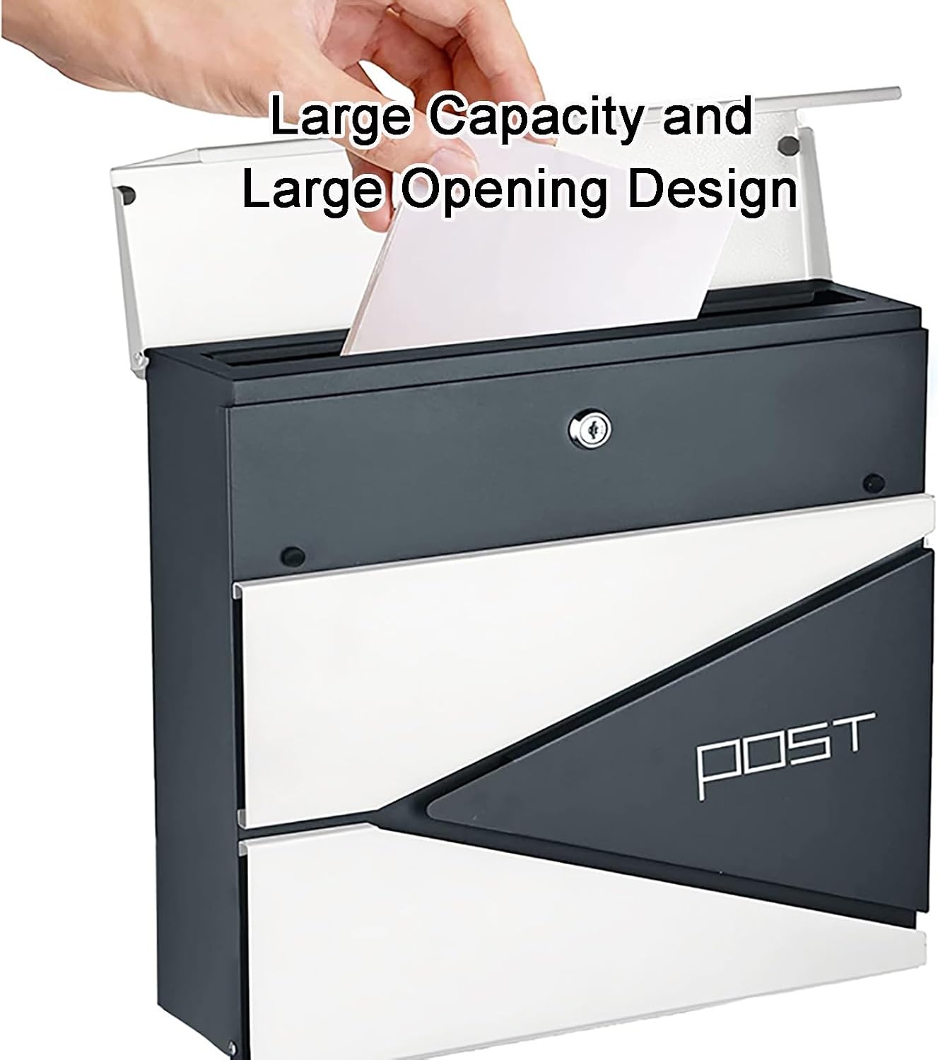 Mailboxes for Outside, Locking Wall Mount Mailboxes, Large Capacity Metal Mailbox, for Outside, Home, Office Business(White)