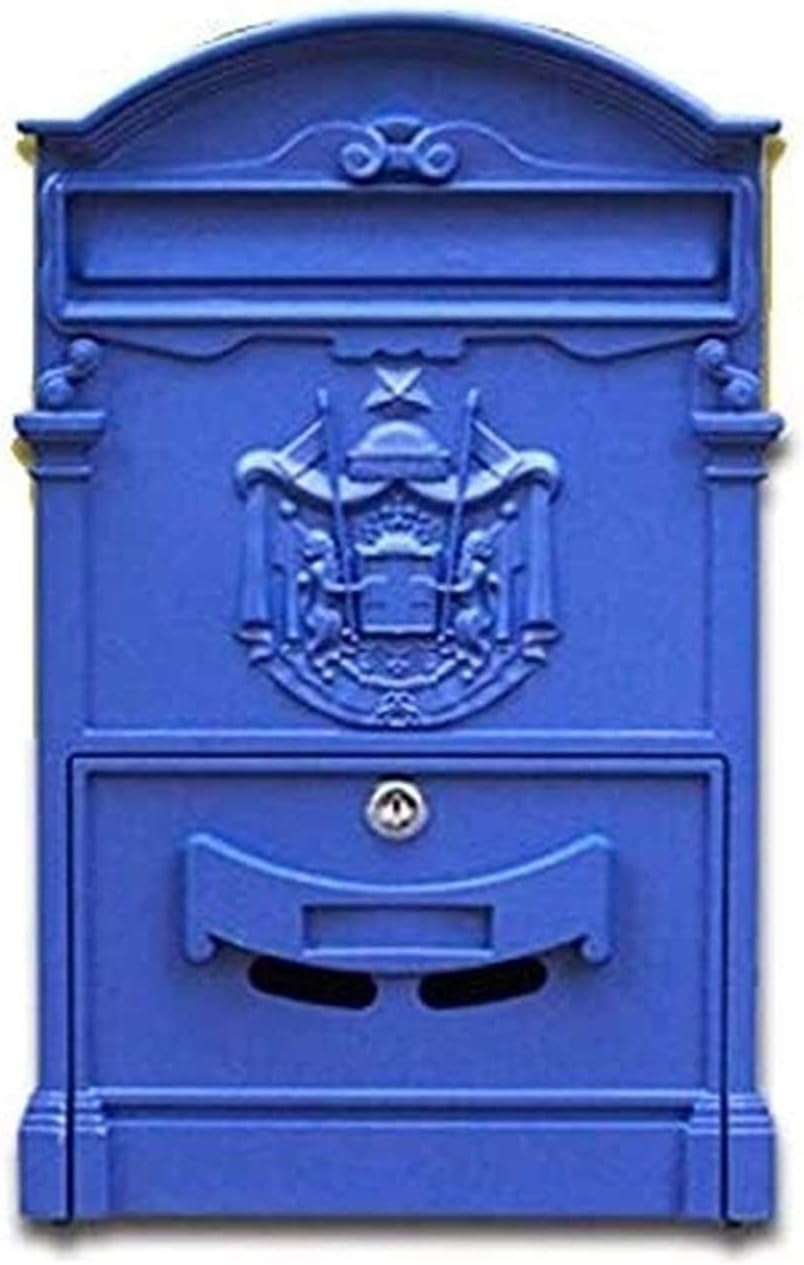 Post Box Retro Vintage Mailboxes,Outdoor Mailbox European Aluminum Wall Mounted Mail Box Post Box Secure Letterbox 26X41X6.5cm Mailbox