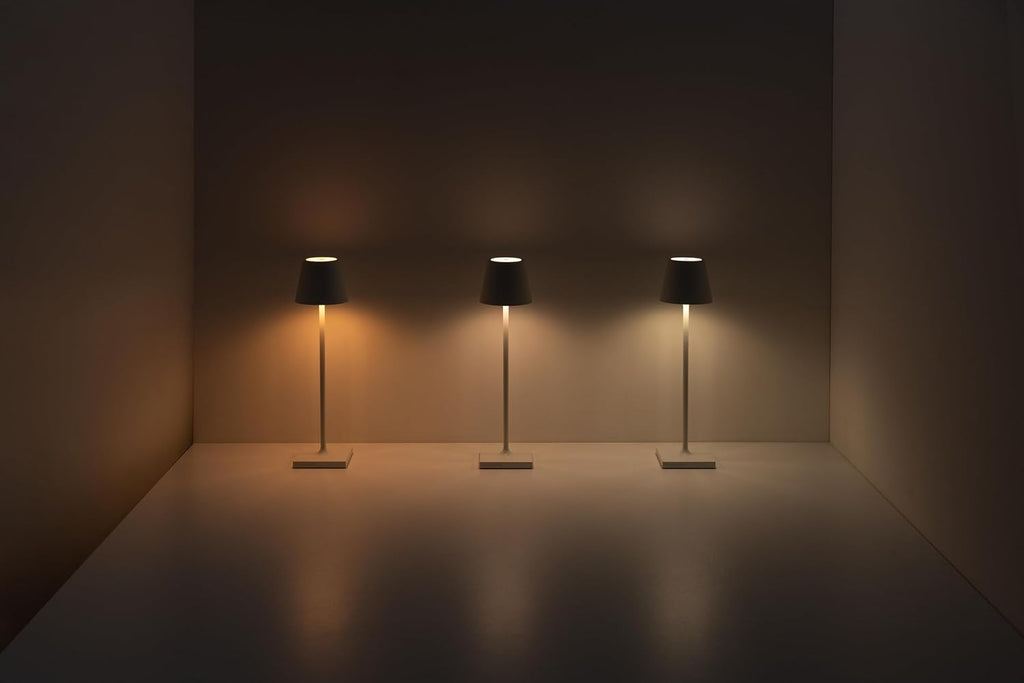 Zafferano, Poldina Pro, Rechargeable and Wireless Table Lamp with Touch Control, Can Also Be Used as Outdoor Light, Dimmer 2200-3000K, Height 38 cm, Corten Colour