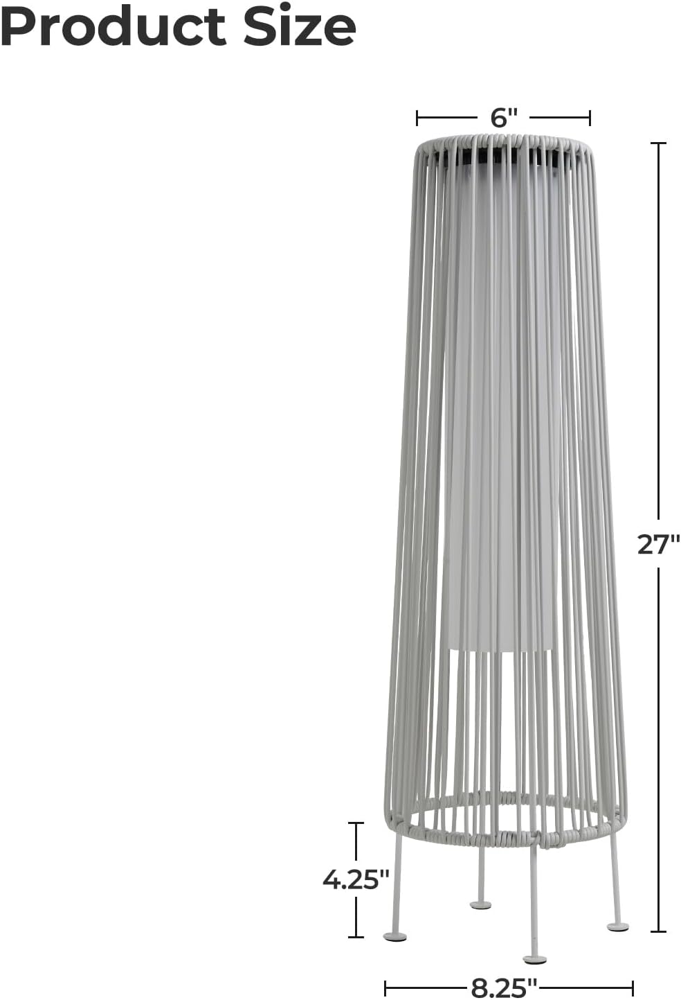 Grand patio Outdoor Floor Solar Light 2-Pack, Wicker Solar Patio Lamp Waterproof Outside Deck Lamp for Porch, Yard, Garden, Lawn Decorations - White, Gordes 2 PCS