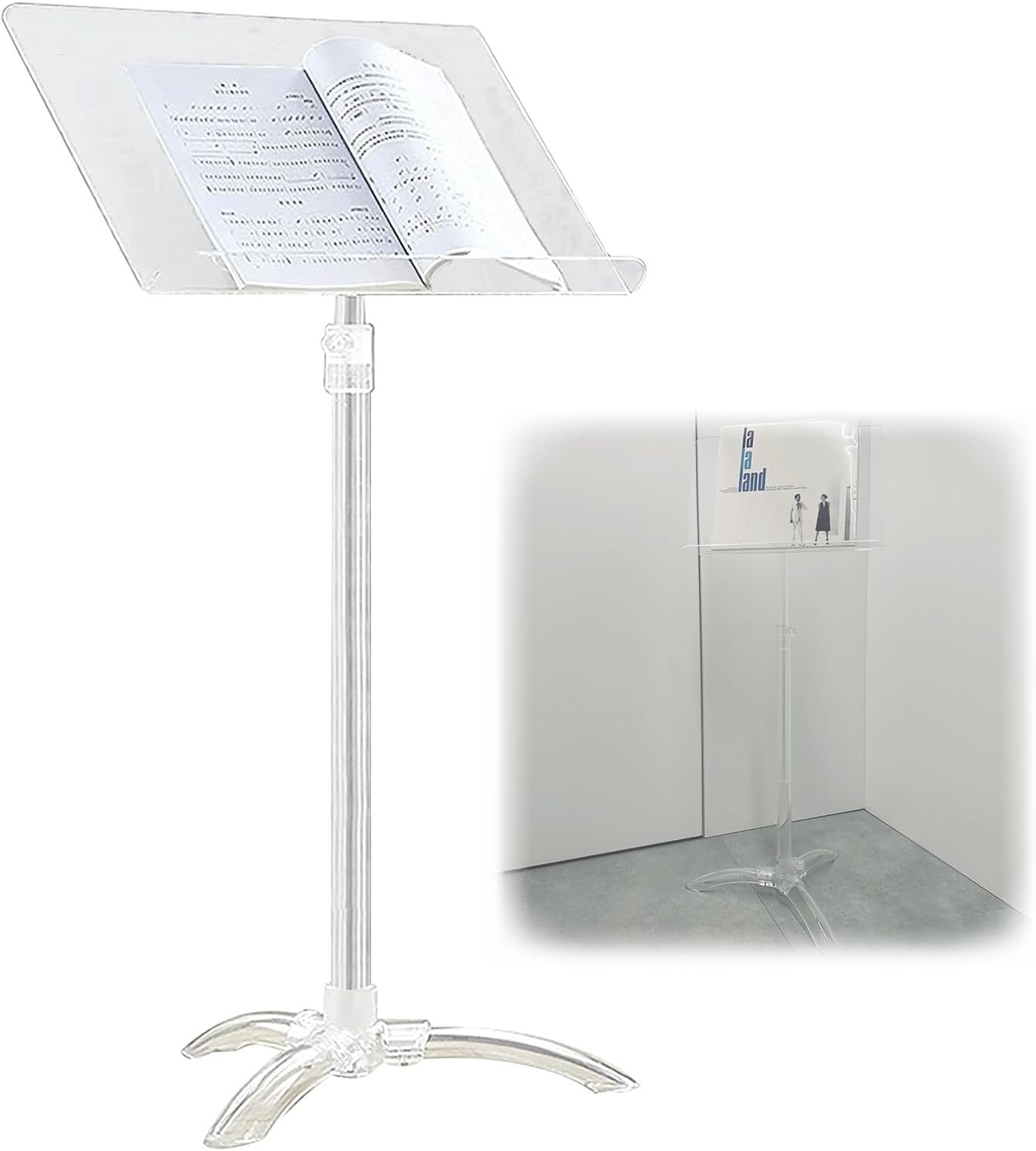 WORDFUN Adjustable Sheet Music Stand, Violin Guitar Music Stand, Acrylic Material, Orchestral Music Stand, 91-141cm Can Be Lifted, for Instrumental Performance, Reading