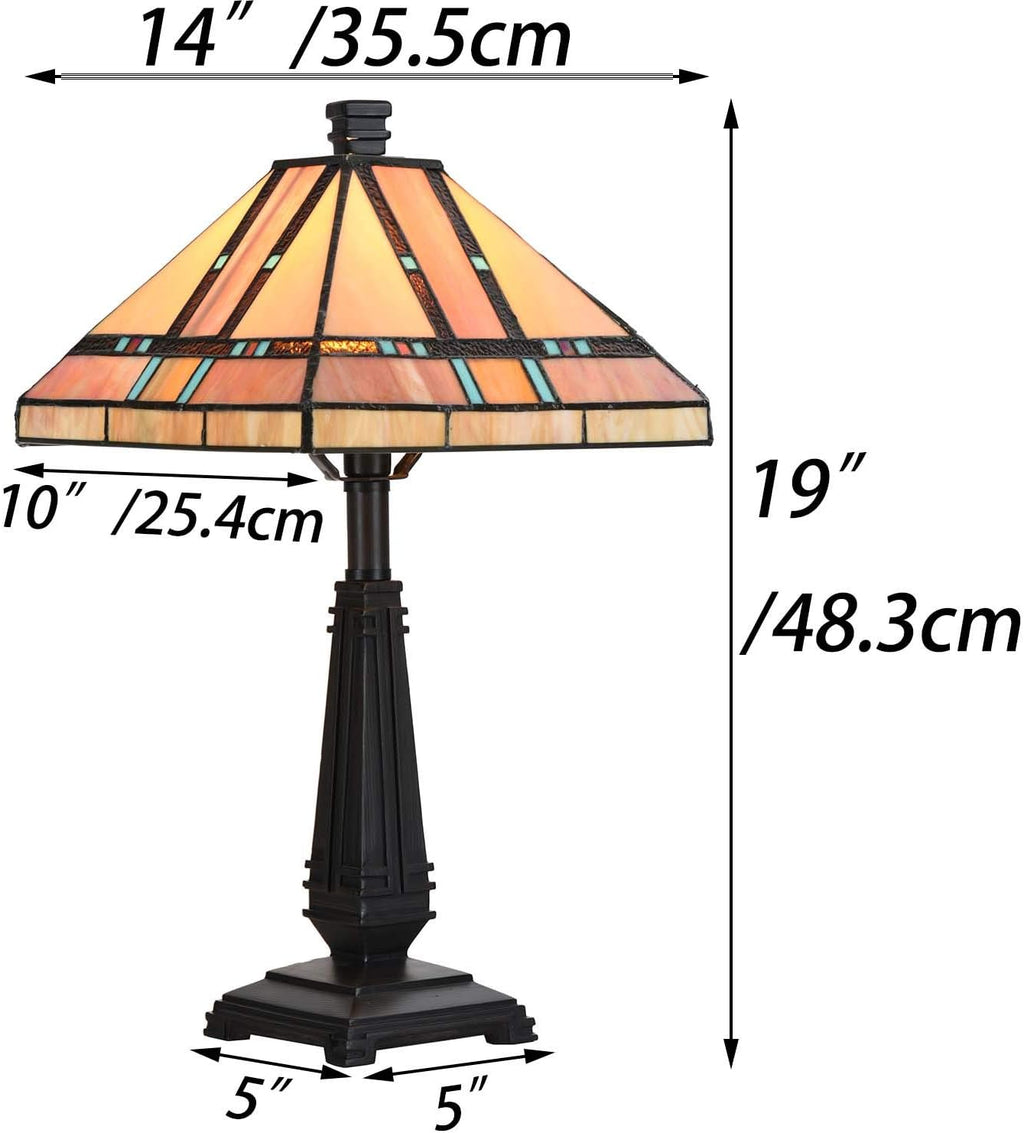 Bieye L10798 Mission Tiffany Style Stained Glass Table Lamp for Home Decoration