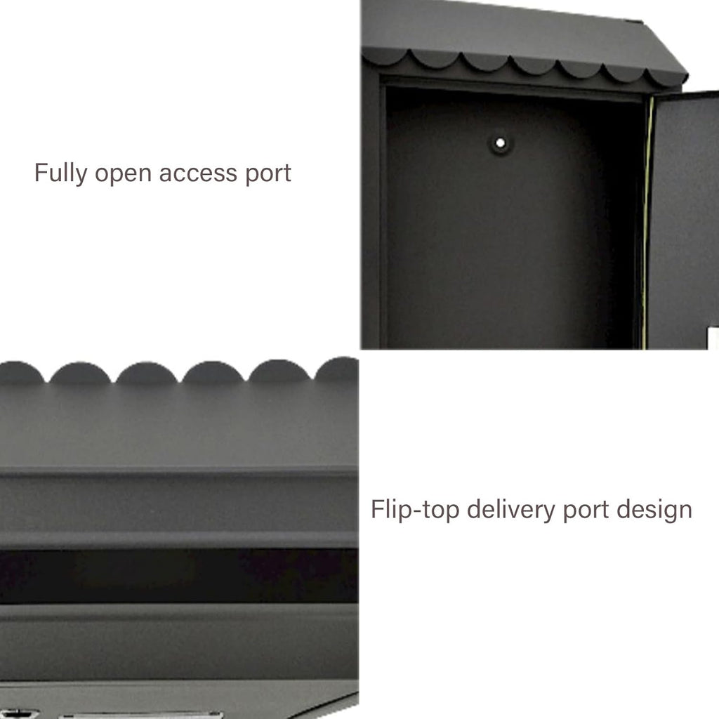 Wall Mount Mailbox Metal Mailbox, Mailboxes, Locking Mailbox, Wall Mount with Lock Mailboxes Hanging Post Box for Key Office Outdoor Garden