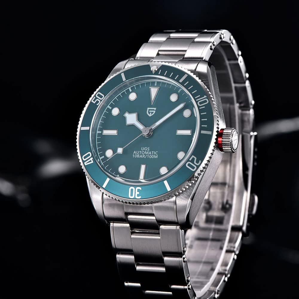 HaiQin Pagani Design 1671 V2 Classic Men's Automatic Watches Japanese NH35A Self-Winding Movement 100M Waterproof Mechanical Watch, Stainless Steel Aluminum Bezel Fashion Business Luminous Watch Date
